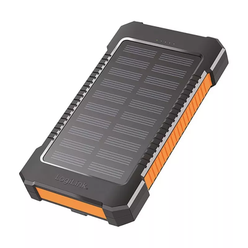 LogiLink PA0321 Solar Power Bank 6000 mAh with USB-C, IP65, Black