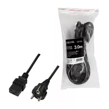 Logilink Power Cable, CEE 7/7 to IEC C19, Black, 3 m