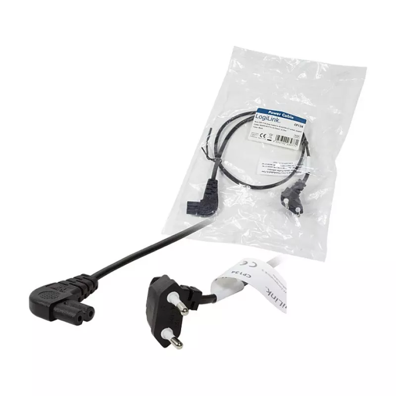 LogiLink Power Cable Europlug CEE 7/16 to IEC C7 0.75 m Black