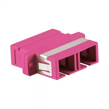 LogiLink SC Duplex OM4 Multimode Fiber Optic Adapter with Flange, Violet