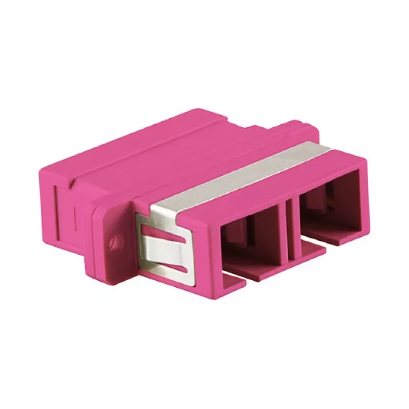 LogiLink SC Duplex OM4 Multimode Fiber Optic Adapter with Flange, Violet