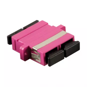 LogiLink SC Duplex OM4 Multimode Fiber Optic Adapter with Flange, Violet