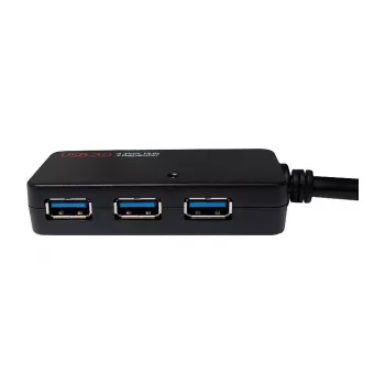 LOGILINK UA0262 USB 3.0 Active Extension Cable with 4-Port Hub, USB-A Male to 4x USB-A Female, 10m, Black
