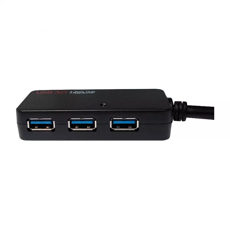 LOGILINK UA0262 USB 3.0 Active Extension Cable with 4-Port Hub, USB-A Male to 4x USB-A Female, 10m, Black