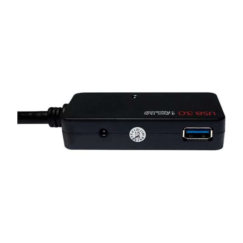 LOGILINK UA0262 USB 3.0 Active Extension Cable with 4-Port Hub, USB-A Male to 4x USB-A Female, 10m, Black