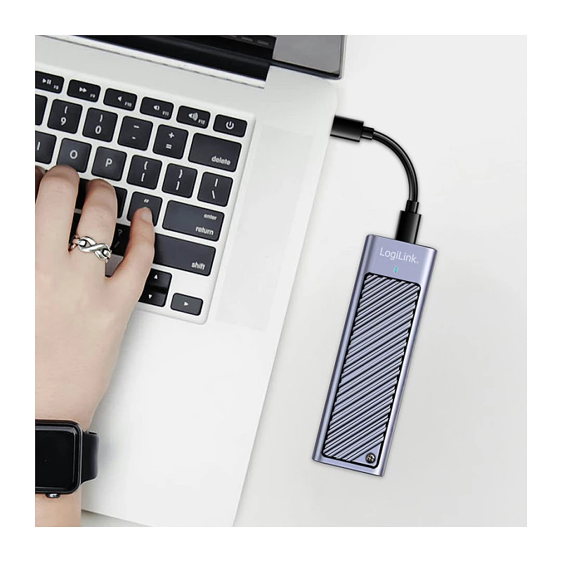LogiLink UA0435 USB 3.2 Gen 2x2 SSD Enclosure, M.2 NVMe/SATA, USB-C, 20 Gbps, Grey