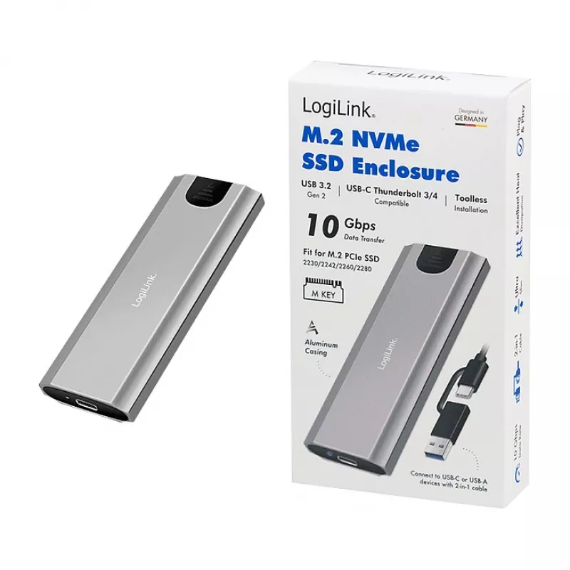 LogiLink UA0439 USB 3.2 Gen 2 SSD Enclosure USB-C to PCIe NVMe