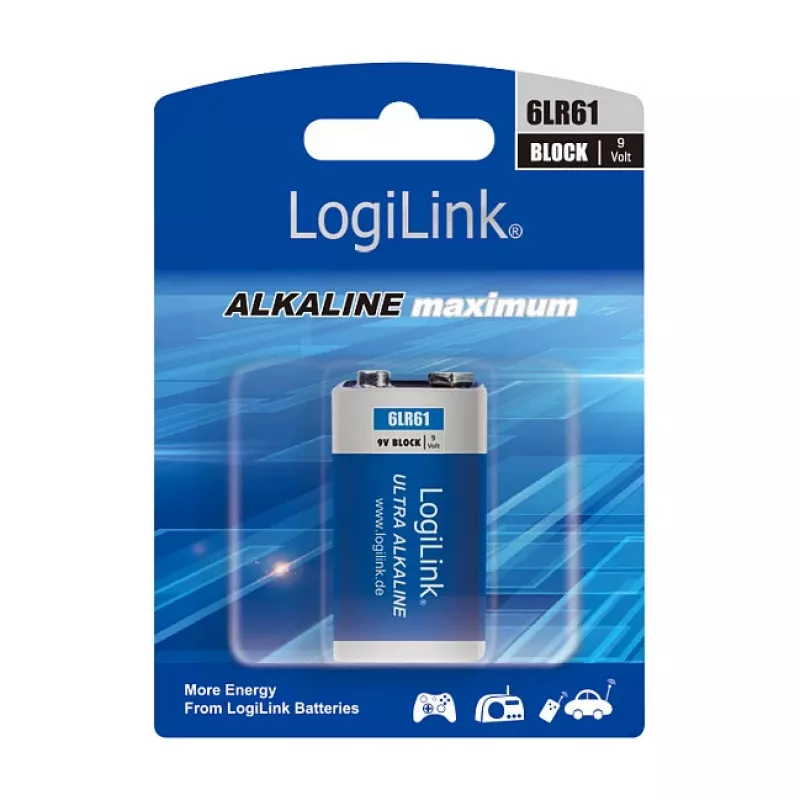 LogiLink Ultra Power Alkaline 9V Battery, 1-Pack Blister