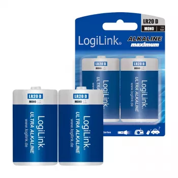 LogiLink Ultra Power Alkaline D Battery LR20 2-Pack Blister
