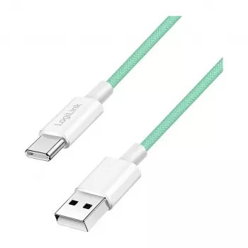 LogiLink USB 2.0 Type-C Cable, A/M to C/M, 480 Mbps, 60W, Nylon, Green, 0.5 m