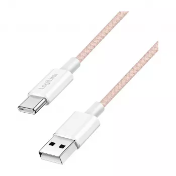 LogiLink USB 2.0 Type-C Cable, A/M to C/M, 480 Mbps, 60W, Nylon, Pink, 0.5 m