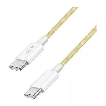 LogiLink USB 2.0 Type-C Cable, C/M to C/M, 480 Mbps, 60W, Nylon, Yellow, 0.5 m