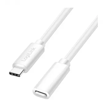 Logilink USB 2.0 USB-C Extension Cable (Male to Female) – 100W PD, 480 Mbps, White, 2m
