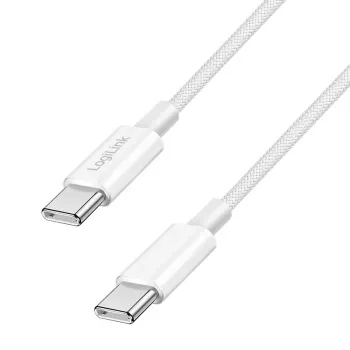 LogiLink USB 2.0 USB-C to USB-C Cable Nylon Braided 60W White 1m