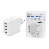 Logilink USB-A charger, 24 W, 4-port, 4x USB-A, White