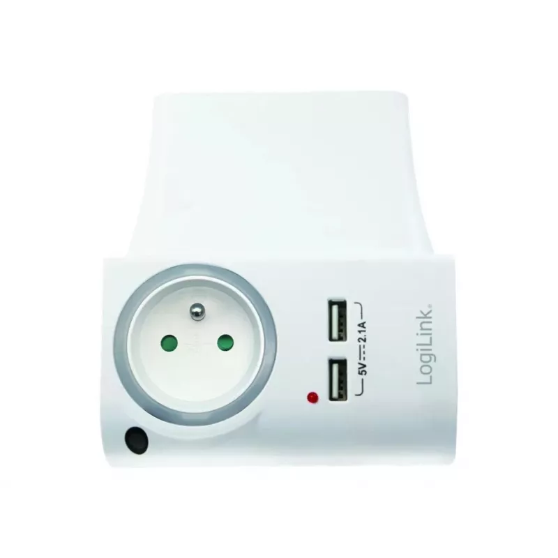 LogiLink USB-A Wall Charger 10.5W 2-Port with Charging Cradle, White