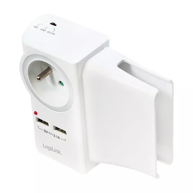 LogiLink USB-A Wall Charger 10.5W 2-Port with Charging Cradle, White