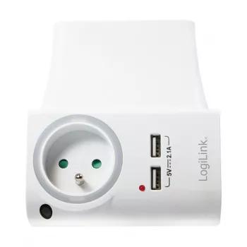 LogiLink USB-A Wall Charger 10.5W 2-Port with Charging Cradle, White