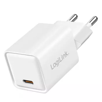LogiLink USB-C Charger 20W GaN, 1-Port, USB Power Delivery, White