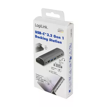 LOGILINK USB-C Docking Station, 7-Port, USB 3.2 Gen1, 100W PD, 4K HDMI, for iPad, Aluminium (UA0385)