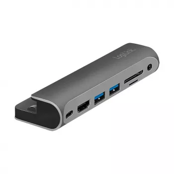LOGILINK USB-C Docking Station, 7-Port, USB 3.2 Gen1, 100W PD, 4K HDMI, for iPad, Aluminium (UA0385)