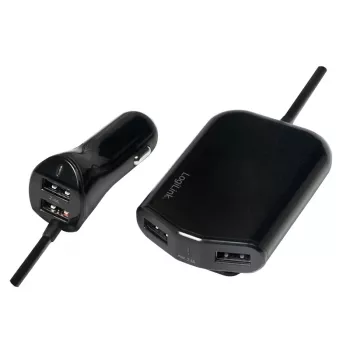 Logilink USB Car Charger, 2+2 Port, 24W, black