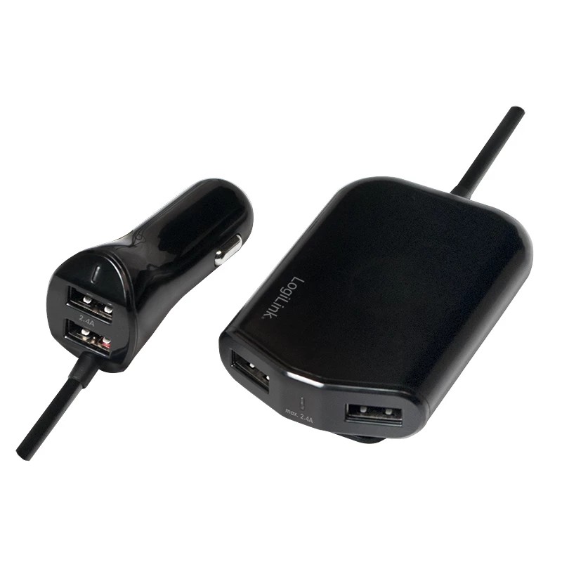 Logilink USB Car Charger, 2+2 Port, 24W, black