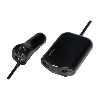 Logilink USB Car Charger, 2+2 Port, 24W, black