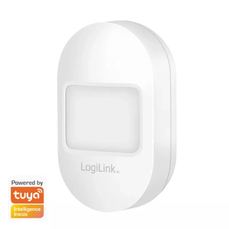 Logilink WiFi Smart PIR Motion Sensor, Tuya Compatible, 2.4GHz, 120° Detection, 8m Range, White