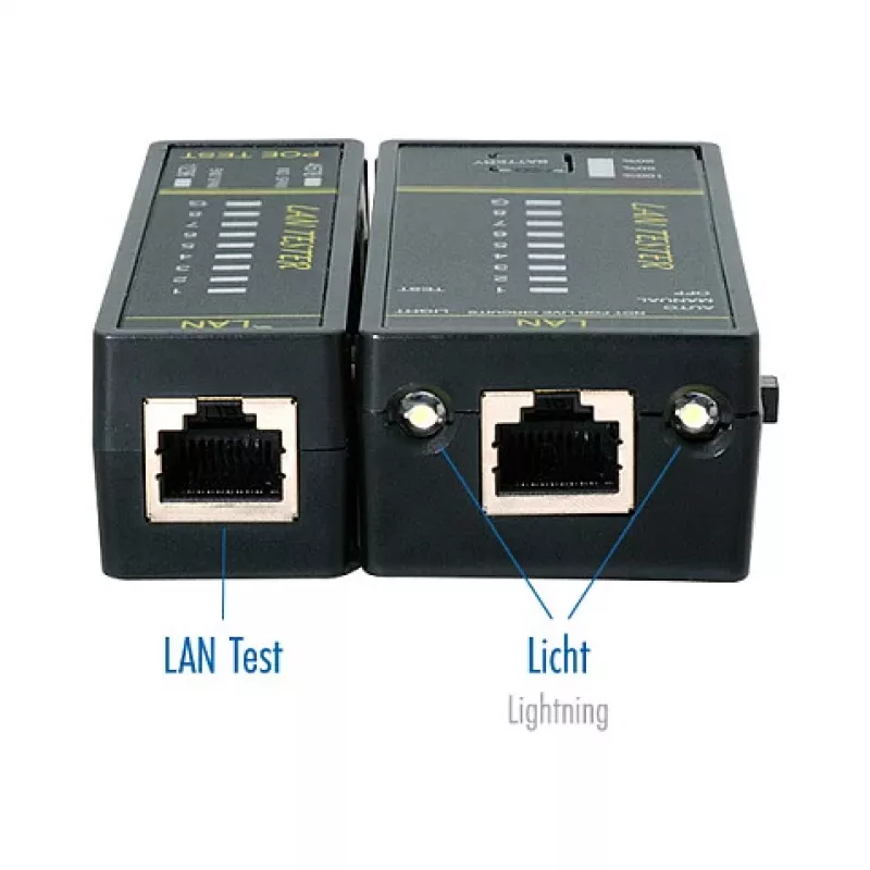 LOGILINK WZ0080 LAN Cable Tester & PoE Finder with Magnet, Flashlight, Backlit LCD, 300m Range
