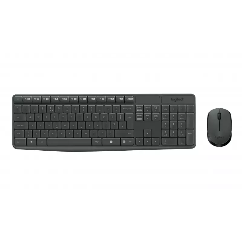 Logitech MK235 Wireless Keyboard & Mouse Set, 2.4GHz RF, QWERTZ Layout, Black, USB Receiver – 920-008031