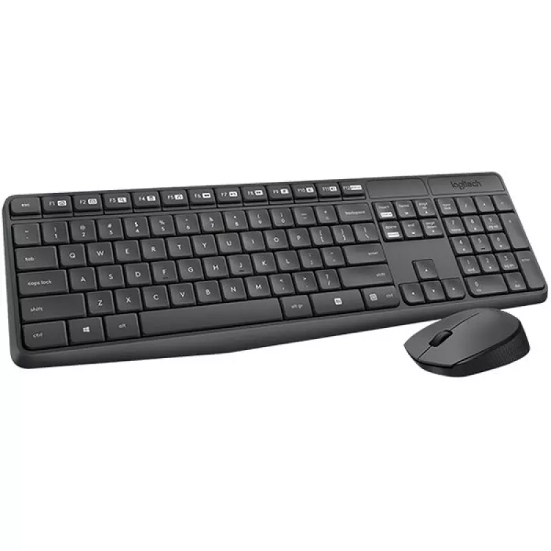 Logitech MK235 Wireless Keyboard & Mouse Set, 2.4GHz RF, QWERTZ Layout, Black, USB Receiver – 920-008031