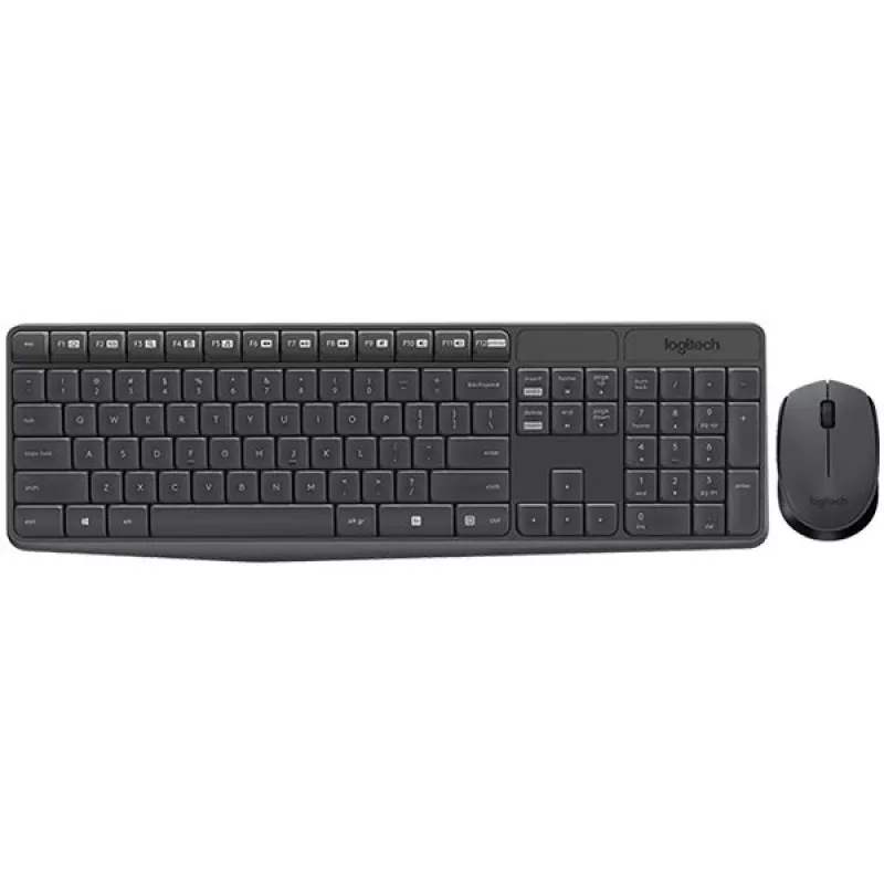Logitech MK235 Wireless Keyboard & Mouse Set, 2.4GHz RF, QWERTZ Layout, Black, USB Receiver – 920-008031