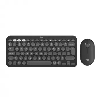Logitech Pebble 2 Combo Tonal Graphite Wireless Keyboard and Mouse Set, AZERTY French Layout, Bluetooth & Logi Bolt USB Receiver, Quiet Clicks, Multi-Device, Recycled Plastic
