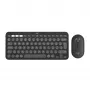 Logitech Pebble 2 Combo Tonal Graphite Wireless Keyboard and Mouse Set, AZERTY French Layout, Bluetooth & Logi Bolt USB Receiver, Quiet Clicks, Multi-Device, Recycled Plastic