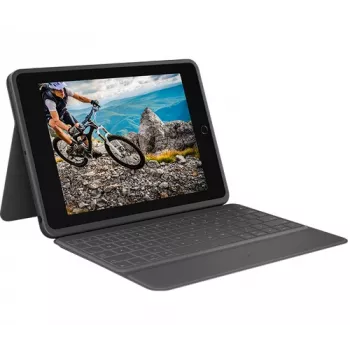 Logitech Rugged Folio Graphite Keyboard Case for iPad 7th/8th/9th Gen - Military-Grade Protection, Smart Connector, Spill-Resistant Keys