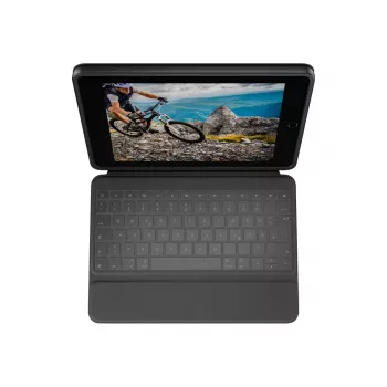 Logitech Rugged Folio Graphite Keyboard Case for iPad 7th/8th/9th Gen - Military-Grade Protection, Smart Connector, Spill-Resistant Keys