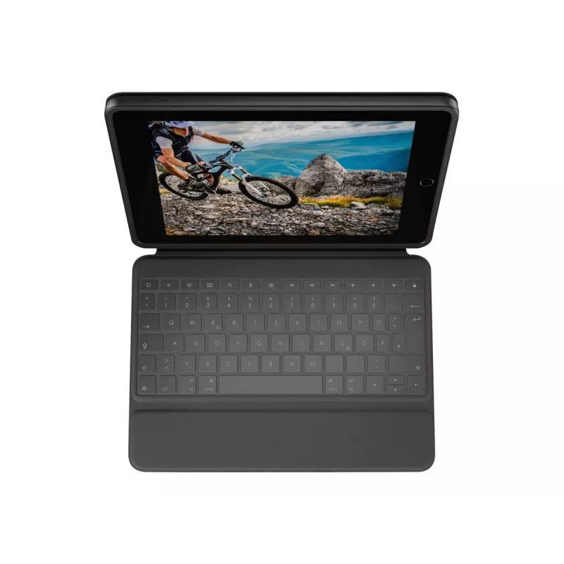 Logitech Rugged Folio US International QWERTY Keyboard Case for Apple iPad 10th Generation (A2696) - Graphite, MIL-STD-810G Drop Protection
