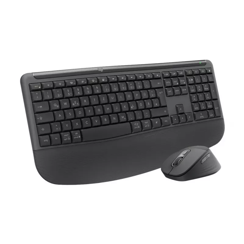 Logitech Signature Comfort Plus Combo MK880 for Business - Keyboard and Mouse Set - Full Size - with LED Battery Indicator - Wireless - USB-C, Bluetooth LE - QWERTZ - German - Graphite