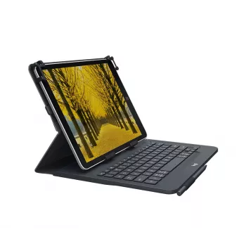 Logitech Universal Keyboard and Folio Case for 9-10 Inch Tablets, Bluetooth 3.0, QWERTZ Swiss German Layout, Graphite