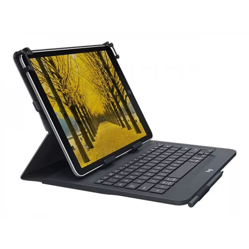 Logitech Universal Keyboard and Folio Case for 9-10 Inch Tablets, Bluetooth 3.0, QWERTZ Swiss German Layout, Graphite