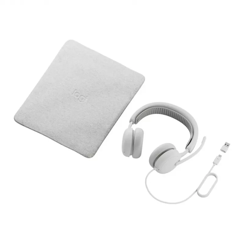 Logitech Zone Wired 2 On-Ear USB-C Headset with Noise-Cancelling Boom Mic, Off-White