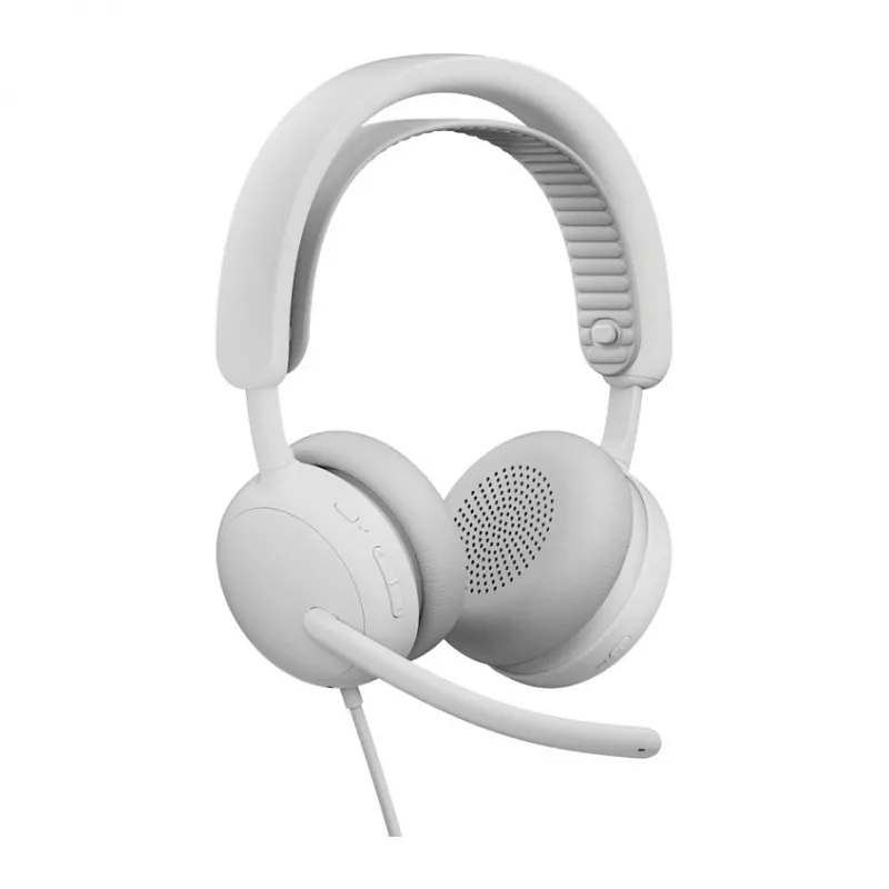 Logitech Zone Wired 2 On-Ear USB-C Headset with Noise-Cancelling Boom Mic, Off-White