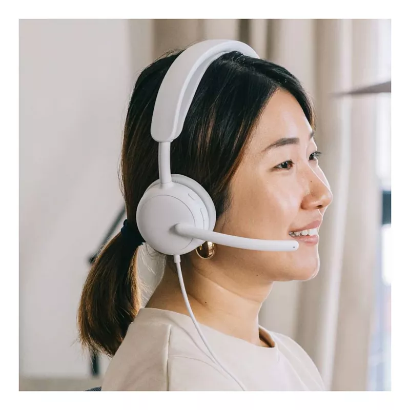 Logitech Zone Wired 2 On-Ear USB-C Headset with Noise-Cancelling Boom Mic, Off-White