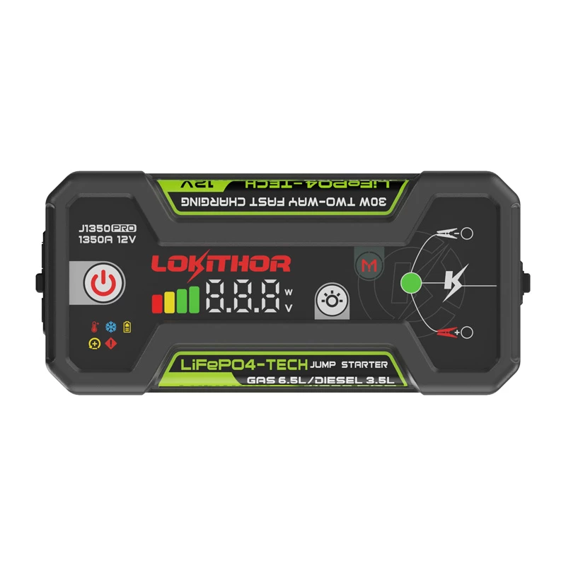 LOKITHOR J1350 Pro 25.6Wh 12V Jump Starter with 2500A Peak and Air Compressor