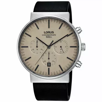 Lorus Men's Quartz Analog Watch RT381GX9 - 43mm Stainless Steel Bracelet, Black Dial, 100m Water Resistance