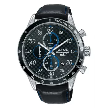 Lorus RM341EX9 Men's Quartz Analog Watch 45mm Stainless Steel Black Silicone