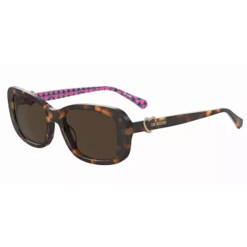 LOVE MOSCHINO Women's MOL060S05L557 Sunglasses - Havana Acetate Frame, Brown Polycarbonate Lenses, 55/14/145 mm