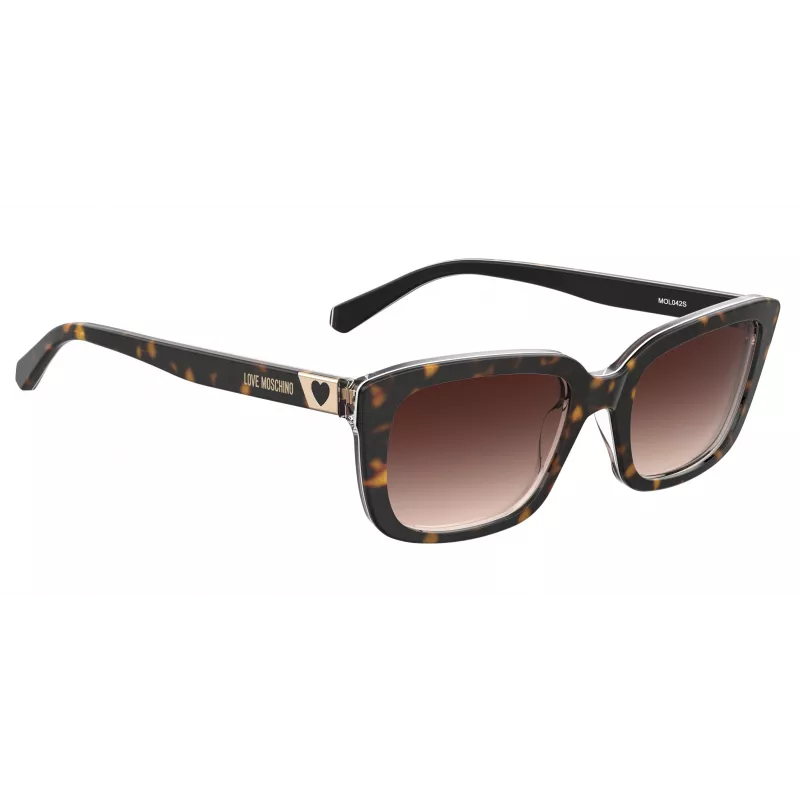 LOVE MOSCHINO Women's Sunglasses MOL042S086F3H - Havana Acetate Frame, Brown Gradient Polycarbonate Lenses, 53/17/145 mm