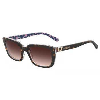 LOVE MOSCHINO Women's Sunglasses MOL042S086F3H - Havana Acetate Frame, Brown Gradient Polycarbonate Lenses, 53/17/145 mm